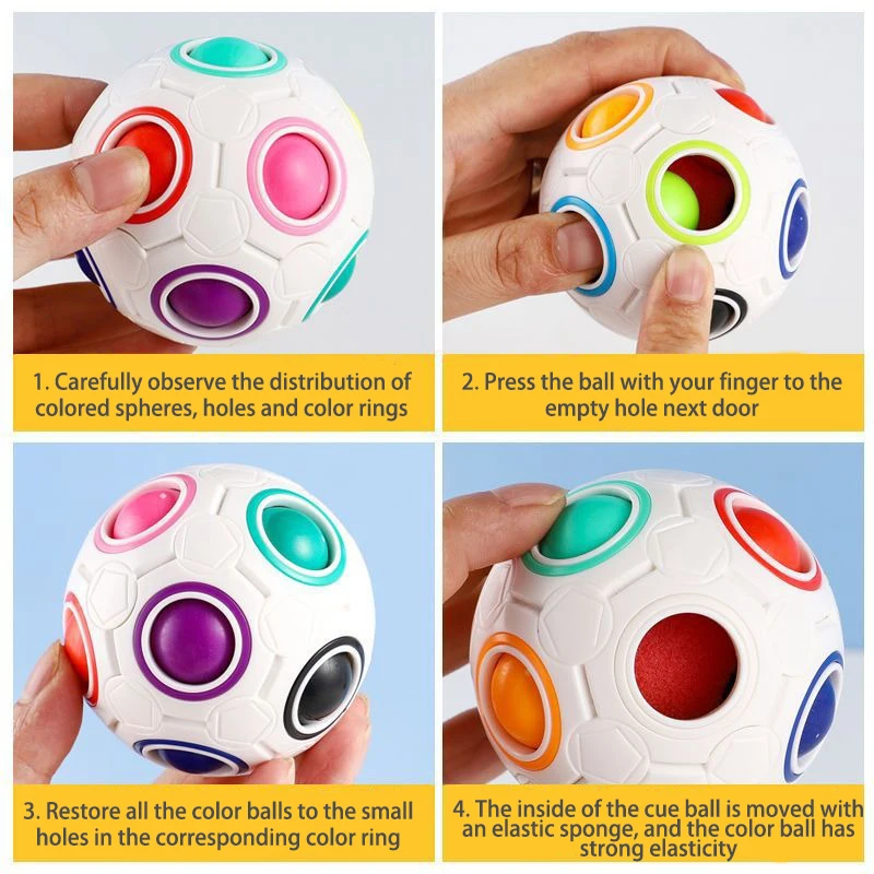 Kids Antistress Cube Rainbow Ball Puzzles Football Magic Cube Educational Learning Toys for Children Adult Stress Reliever Toys