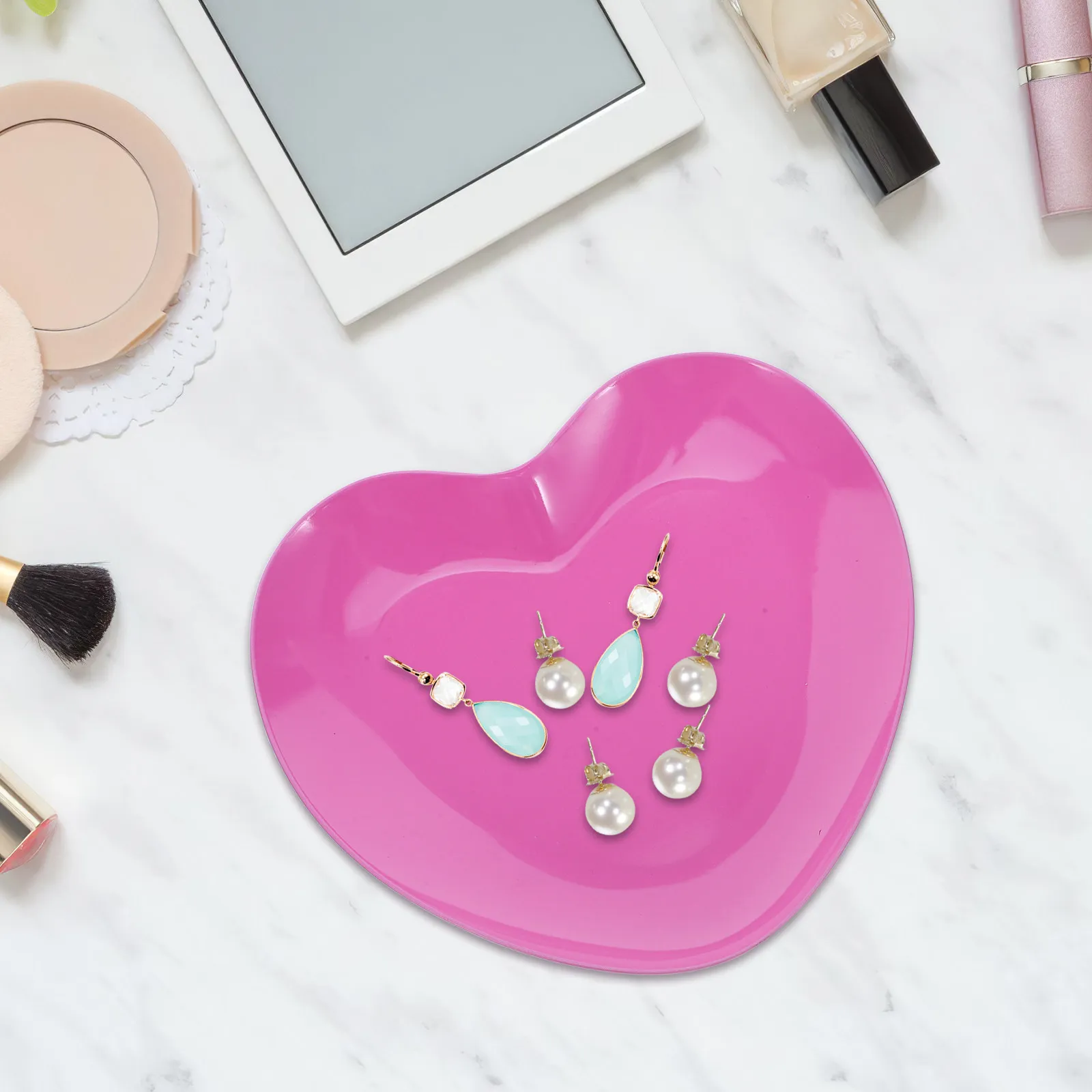 

Набор из 4 подставок для украшений в форме сердца, розовые, из нержавеющей стали, для колец, серег, ожерелий, парфюмерии, органайзер для туалетного столика