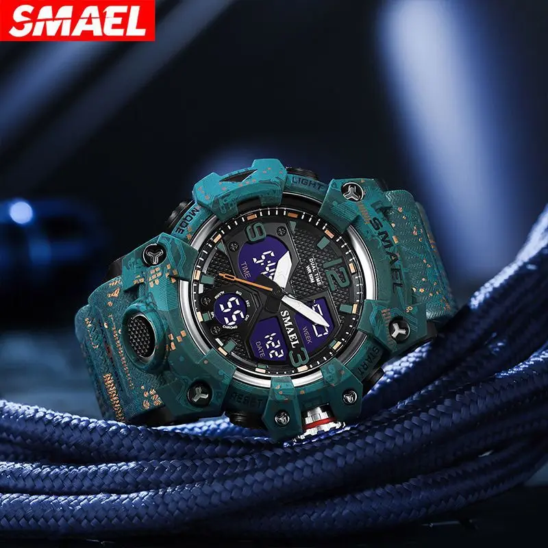 SMAEL 8008 Fashion Men's Digital Watches Outdoor Camouflage Trendy Multifunctional Waterproof Electronic Watch Sport reloj mujer