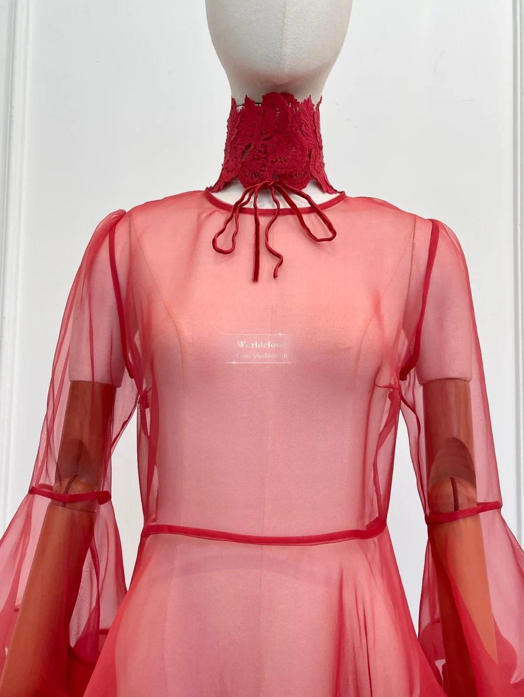 

Long Sleeve Ruffles Women Beach Style Mini Dress Red 2026 New Spring Summer High Quality As Pic