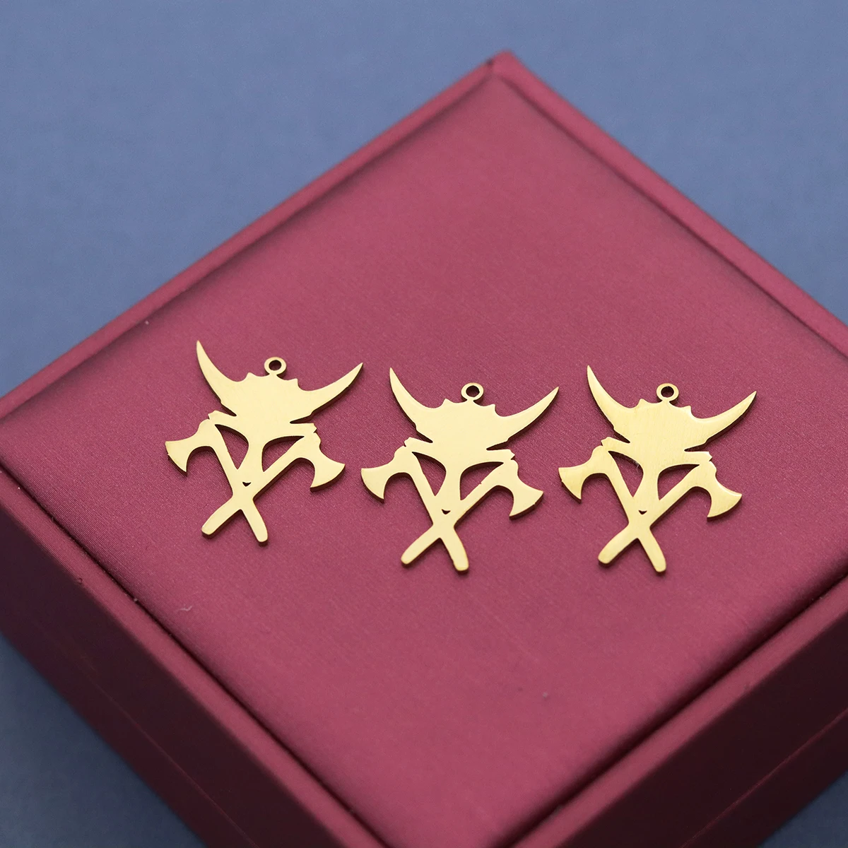 3pcs Stainless Steel Viking Double Crossed Axe Pendant Nordic Gothic Warrior Horn Helmet Charms DIY Necklace Jewelry Making - view 4