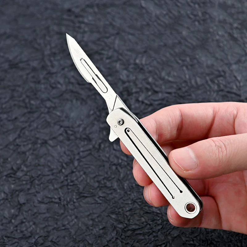 

Stainless Steel Folding Knife Portable Blade EDC Pocket Knife Keychain Pendant Express Unpacking Surgical Self-defense Tool Gift