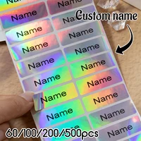 60-500 pegatinas impermeables personalizadas con nombre para niños, artículos escolares para la vuelta al cole.