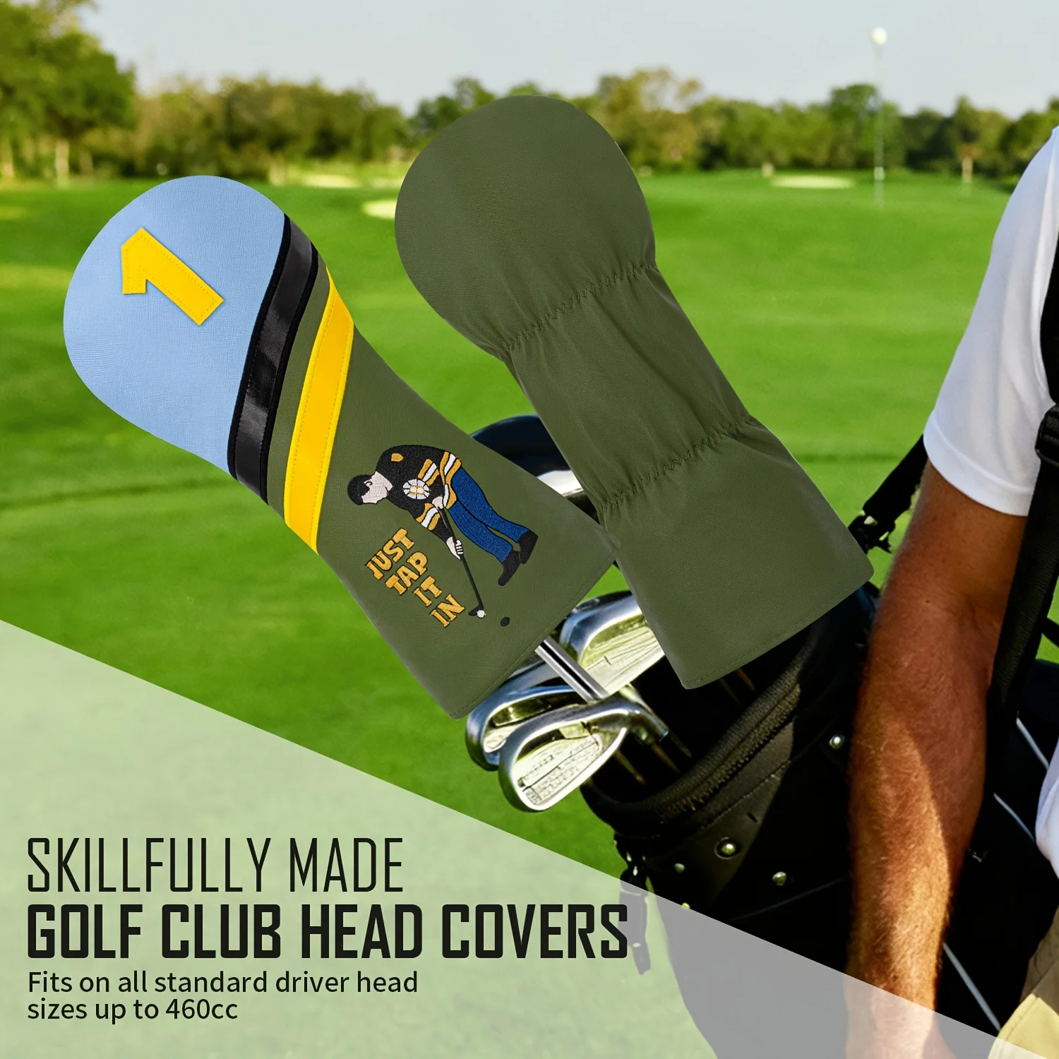 1pc/4pcs Driver/Fairway/Hybrid Headcover - Playing Golf Alone Design Style Golf Club Cover, Fashionable Golf Head Cover view 5