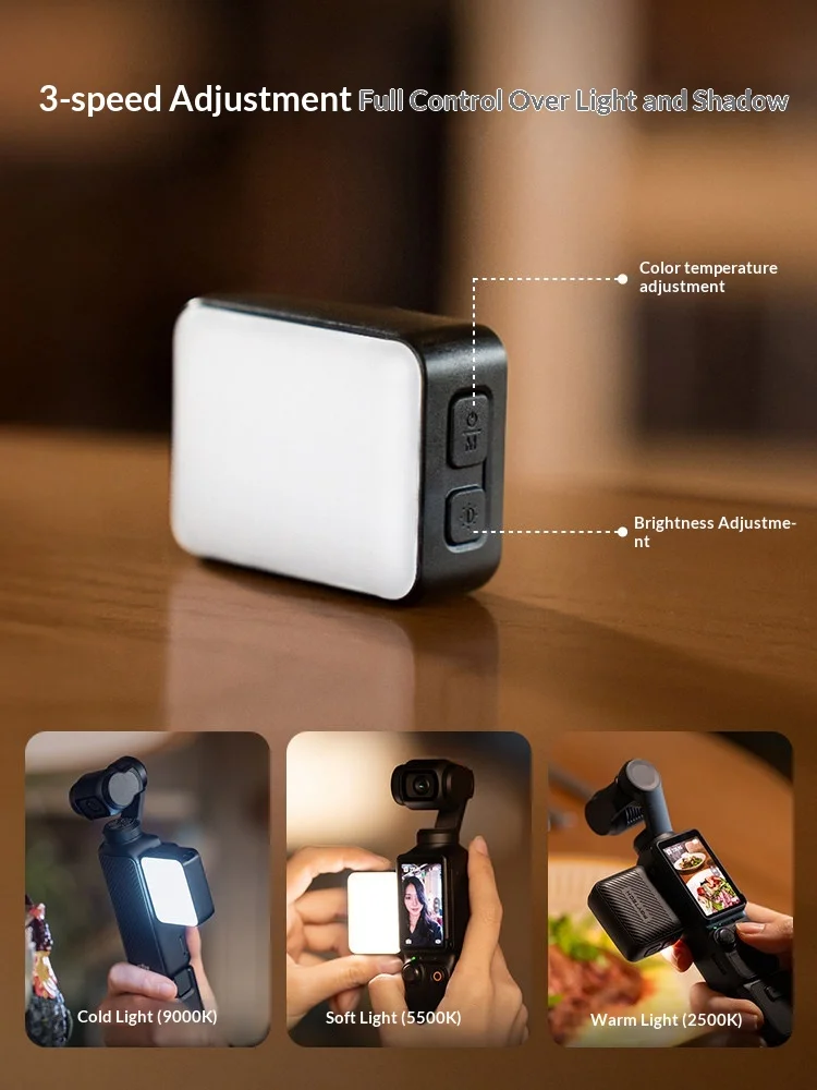 PGYTECH Pocket Magnetic Fill Light P-60A-030 LED Camera Video Light 3 Color Temperatures 3 Brightness Levels Type-C Charging