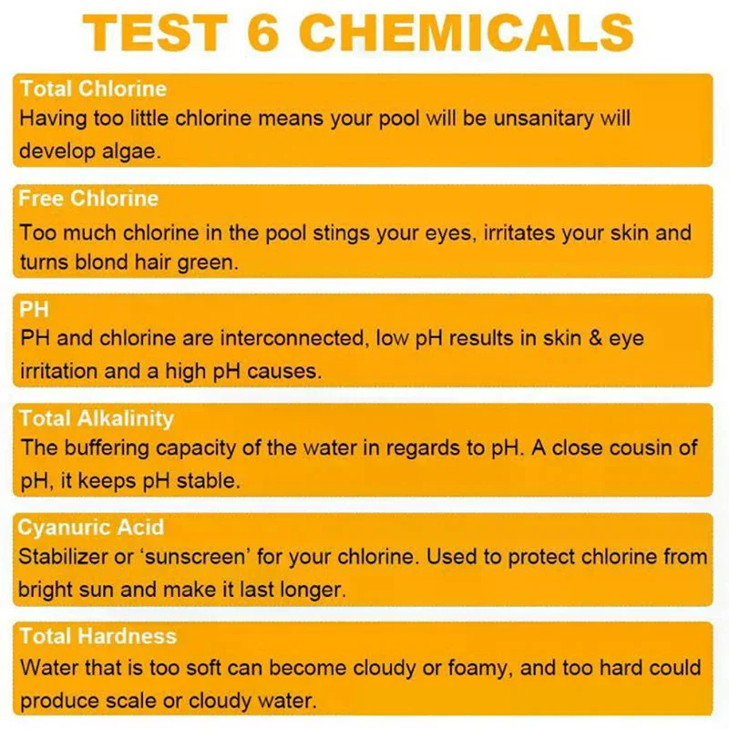 50개/병 6 in 1 다목적 염소 PH 테스트 스트립 - Marine Test Kit 리뷰 및 가격