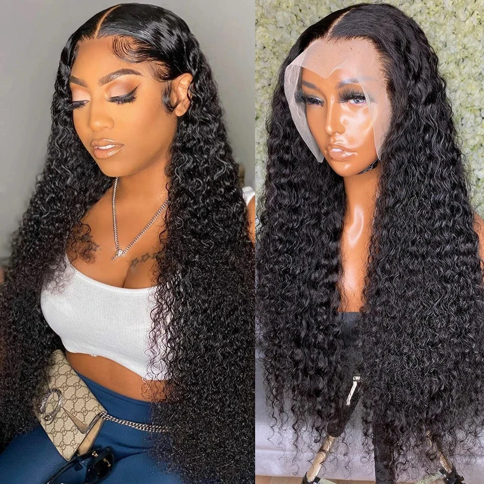 Water Wave Transparent 13x6 Lace Frontal Wigs 36 38 Inch Brazilian Remy  Human Hair Wigs 13x4 Curly Lace Front Wig