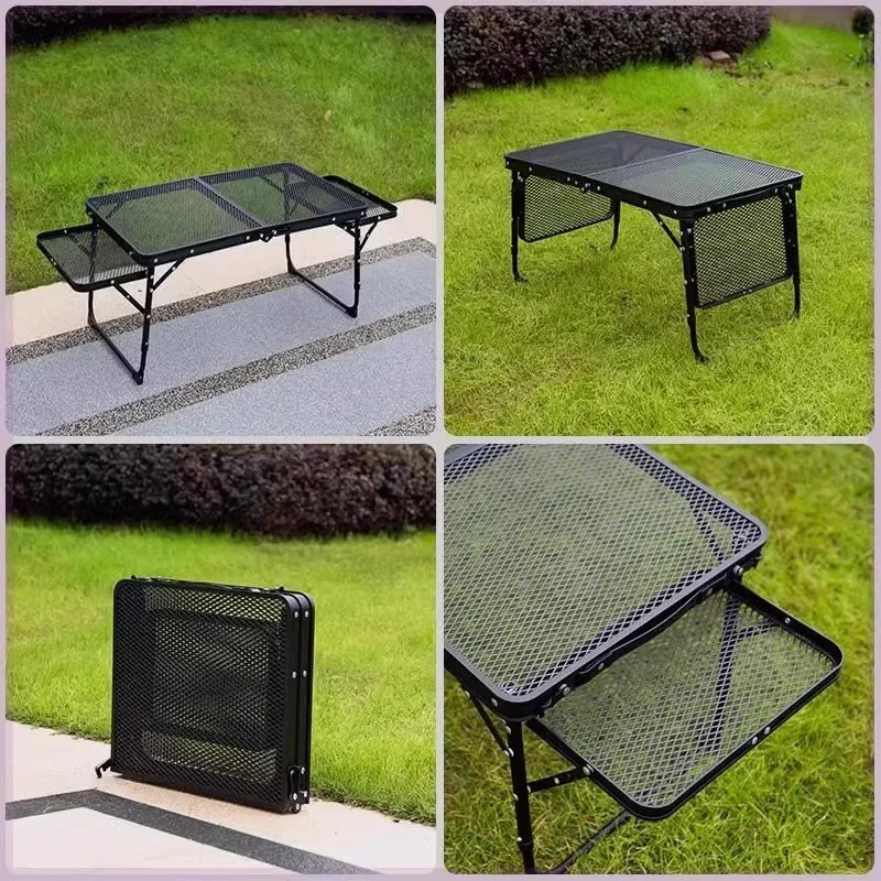 AOLIVIYA Outdoor Folding Mesh Table Multipurpose Iron Mesh Mini BBQ Table Portable Picnic Camping Equipment Small Table