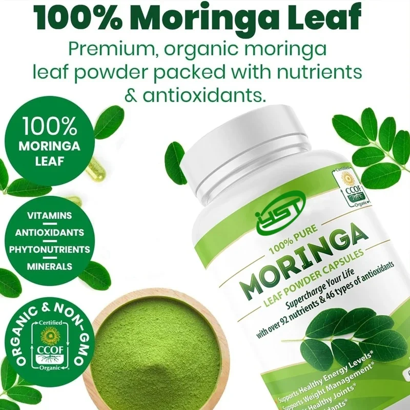 OF Moringa powder organic. Spicy wood leaves. Energy, metabolism, and immune support