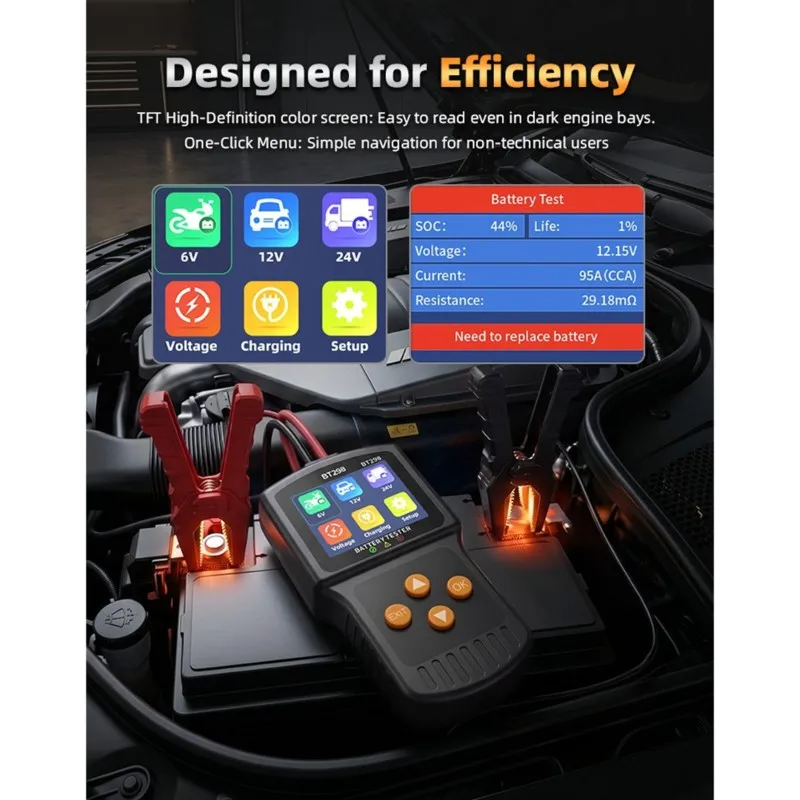 [NEWA76K!】 Universal Car Battery Tester Diagnostic Tool 6-24V For Motorcycles And Vehicles