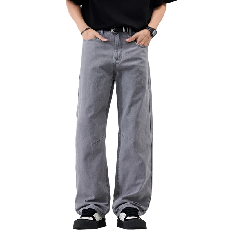 

Мужские джинсы из чистого хлопка, уличная мода, свободные повседневные джинсы больших размеров, прямые джинсовые брюки-карго, брюки в стиле Cityboy