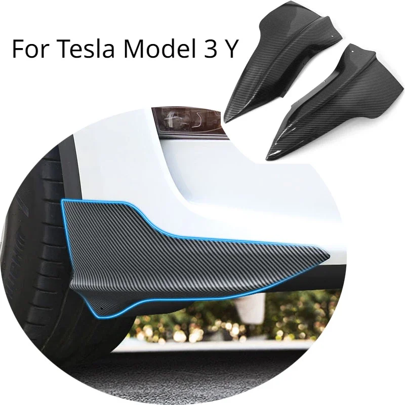 Front Bumper Corner Strip for Tesla Model 3 Y Anti-Collision Car Thunder Style Corner Guard Front Bars Front Lip Protective Kit