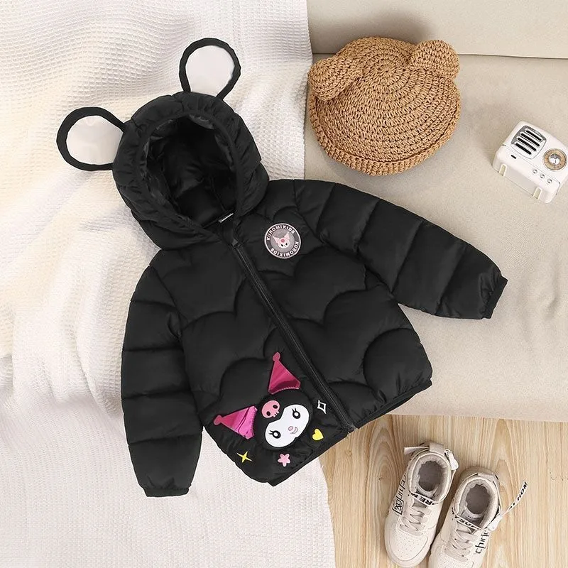 Sweet Autumn Winter Kuromi Anime Kawaii Sanrio Children Warm Jacket Cute Cartoon Long Sleeve Coat Clothing Gifts for Kids