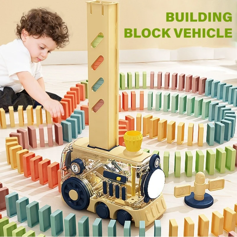 Elecric Train Building, Toppling, Chain Reaction Set for Boys and Girls Age 3-8 80/200Pcs Educational Game Set