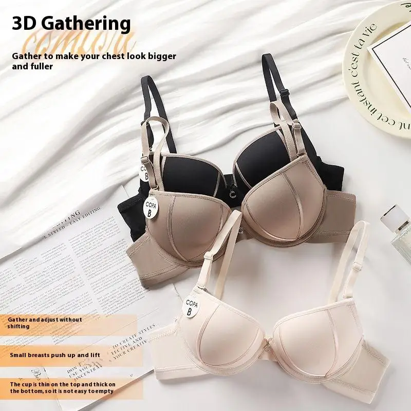

34-38B Нижнее белье пуш-ап с маленькой грудью, женский утолщенный бюстгальтер с мягким стальным кольцом