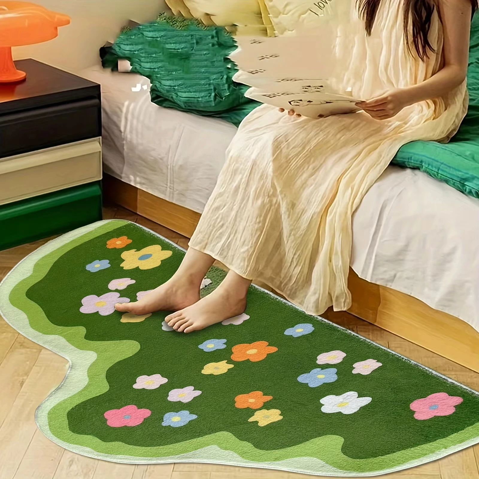 VIKAMA New 2025 Living Room Carpets Plants Flower Bedroom Rugs Soft Hallway Area Floor Pad Mats Doormat Aesthetic Home Decor