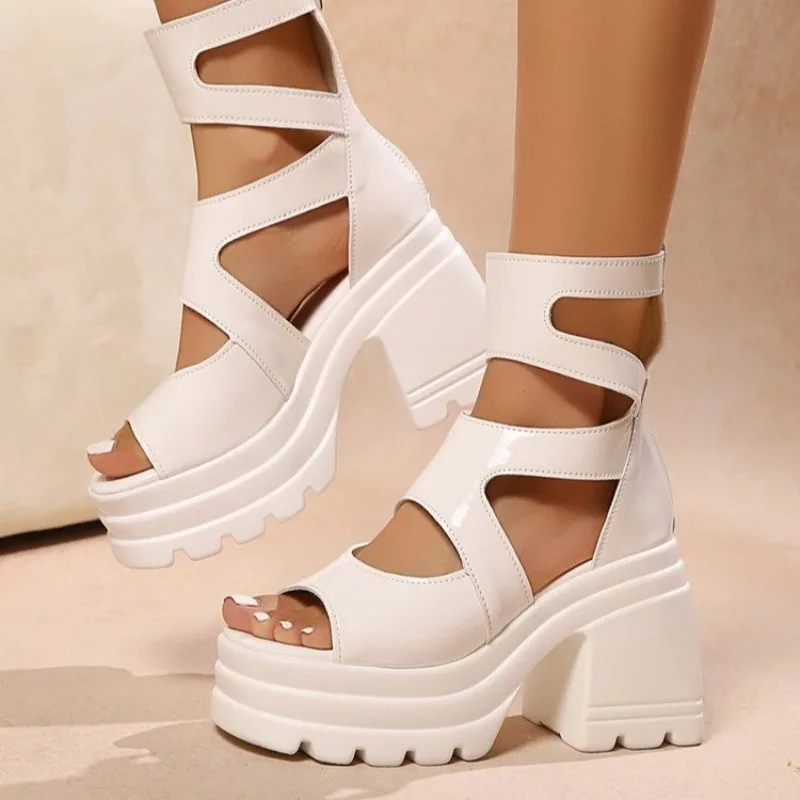 

Women's Sandals Fashion Thick Heel Peep Toe Sandals Women Luxury Leather Heel Sandal Woman Summer Party Comfort Black Shoes