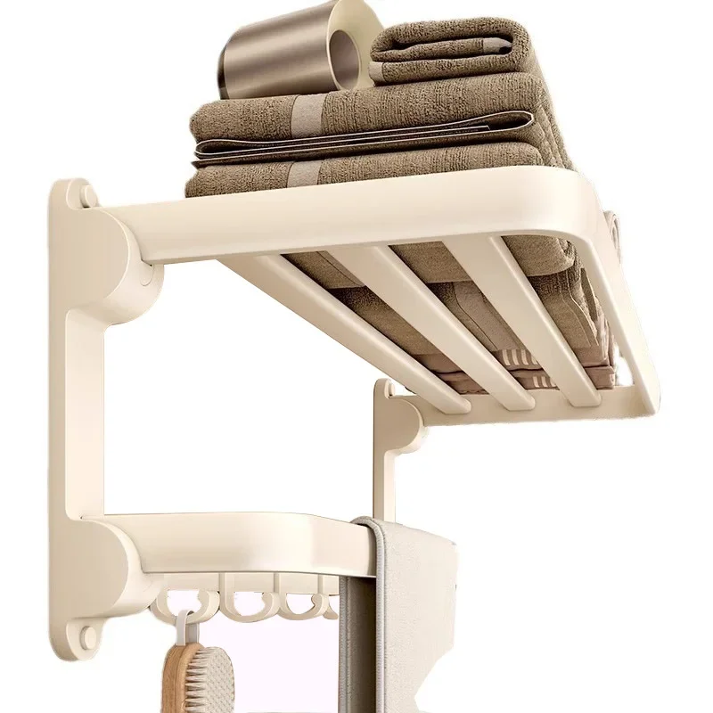 

Cream Wind Space Aluminum Non-punching Bathroom Rack Toilet Toilet Wall-mounted Storage Set