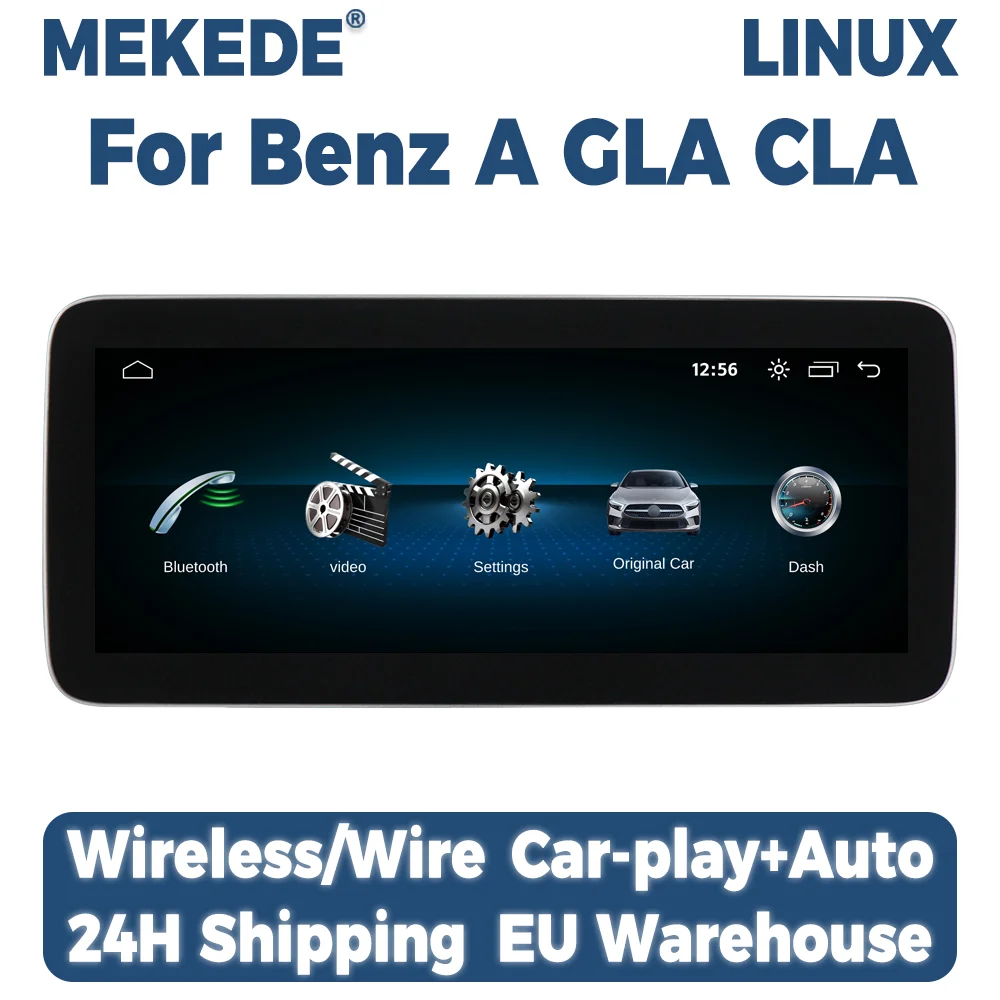Écran multimédia sans fil CarPlay Android Auto MEKEDE avec système Linux pour autoradio de voiture de classe Benz A GLA CLA 10,25/12,3 pouces