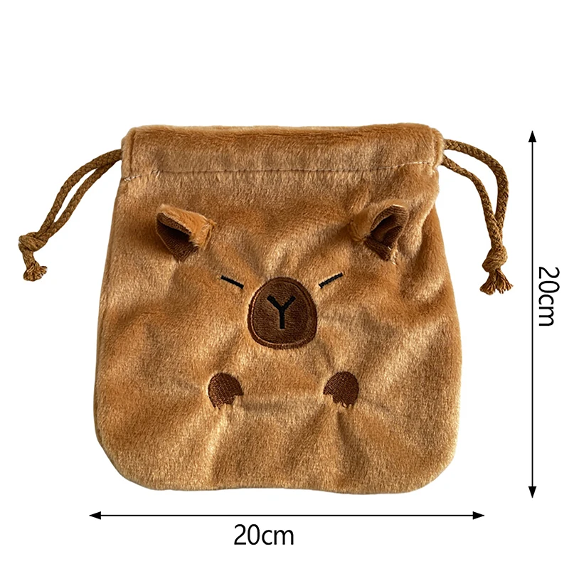 New Capybara Plush Porpoise Drawstring Bundle Pocket Portable Plush Bag Large Capacity Handbag Casual Lightweight Travel Pouch