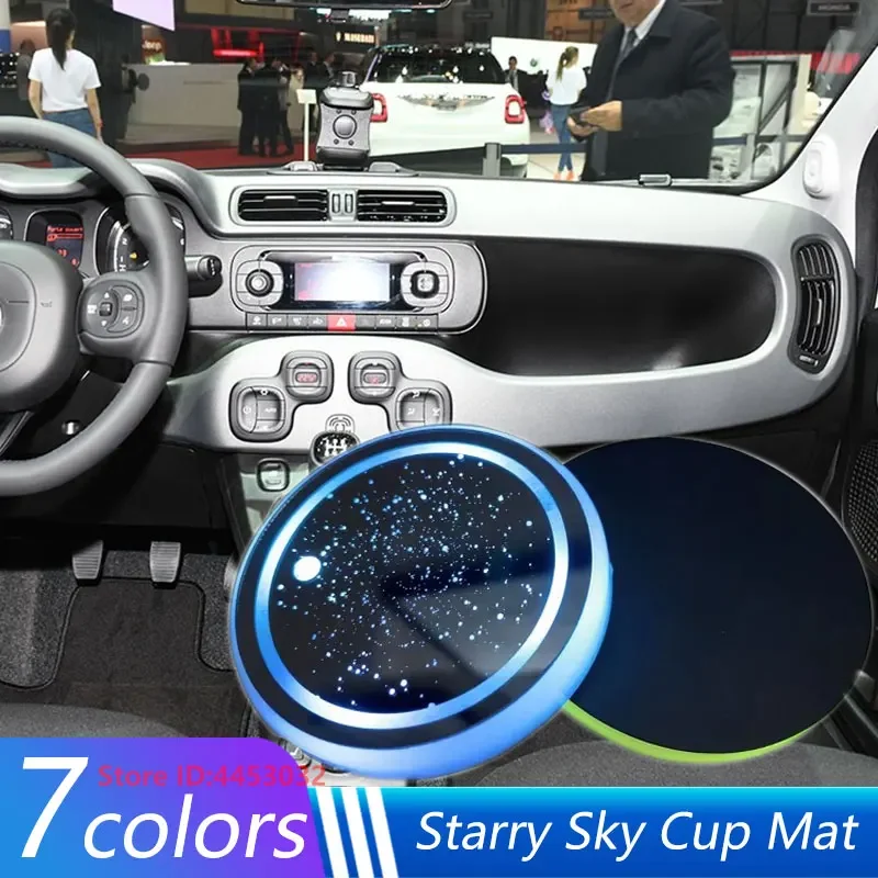 1 PCS Led 7 Colors Cup Holder Light For Fiat 500 500L 500X 500E 500C Bravo 1 2 Panda 2 3 Coaster Photoinduction Accessories