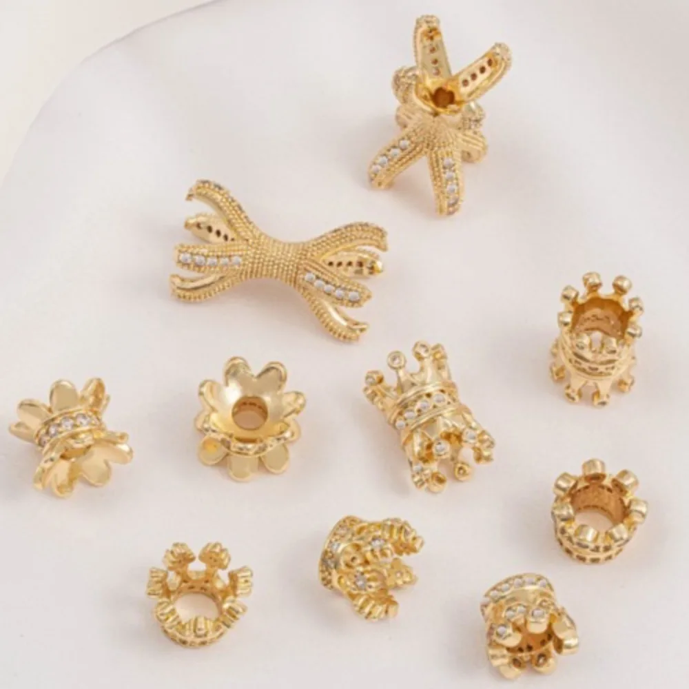 

Copper Bead 14K Gold Color Zircon Crown Bead Separator Handmade Bead Separator DIY Accessories Bracelet Necklace Jewelry Materia
