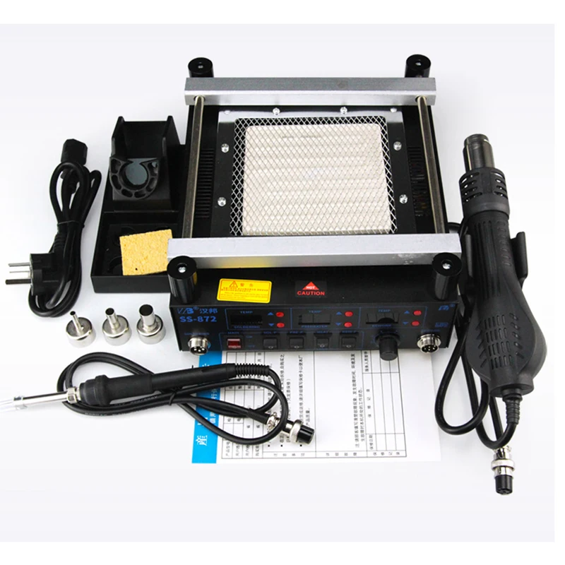 SS-872 New Smd Desoldering Soldering Iron Infrared Hot Air Bga Soldering Rework Station 3 in 1 for mobile phone pcb components