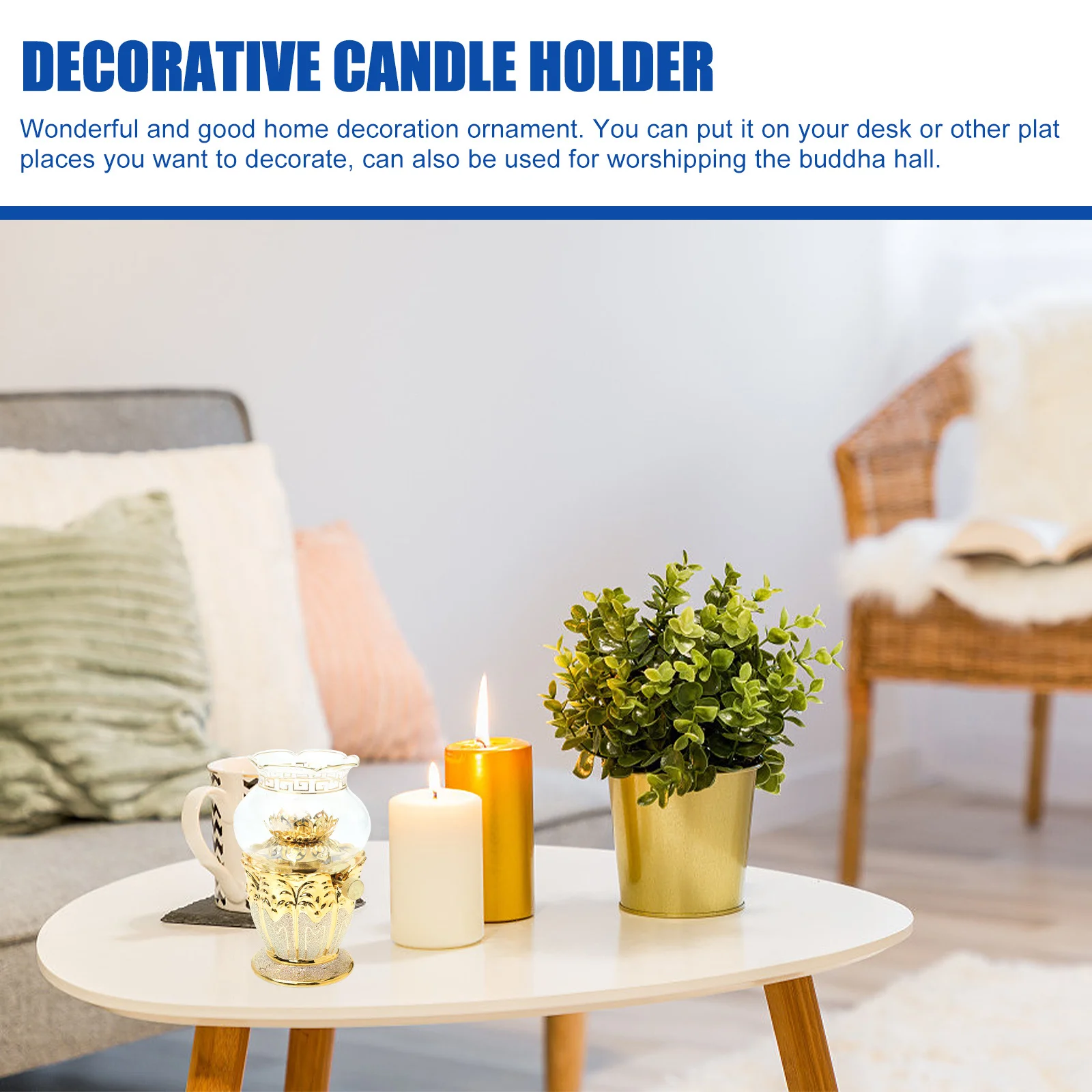 Butter Lamp Oil Lamp Lotus Shaped Alloy Desk Light Decorative Glass Home Decor Shine Unique Illuminated Adorn