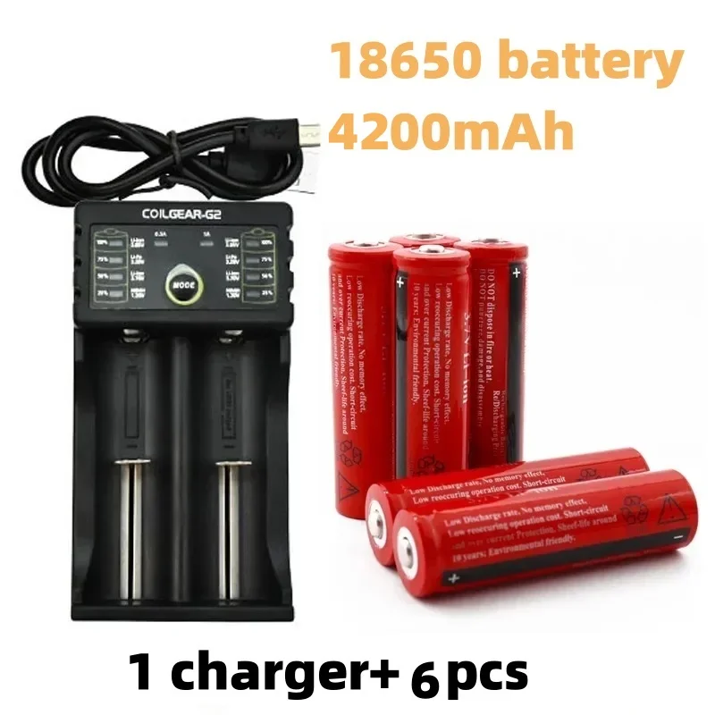 100% Brand New Original 18650 4200mAh Rechargeable Battery 3.7 V Lithium-ion Battery for Laser Power Supply,LED Flashlights