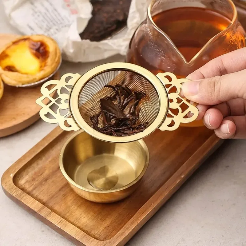1pc Tea Strainer Double Ear Fine Mesh Stainless Steel Spice Infuser Filter Tea Maker Teaware Kitchen Accessories