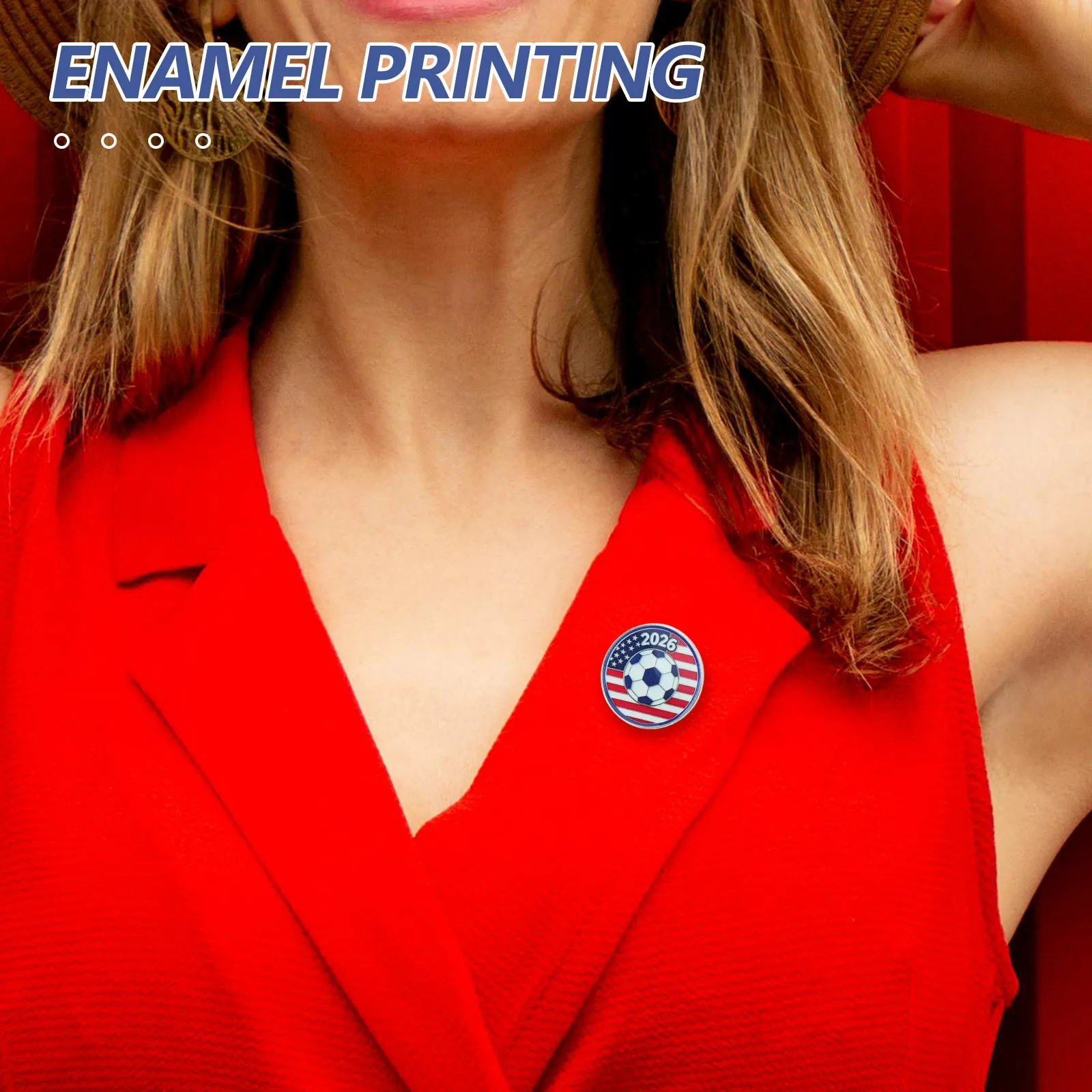 5Pcs Soccer Team Spirit Pins Us Flag Football Lapel Brooch Enamel Metal Pins Soccer Fan Badge Backpack Decoration