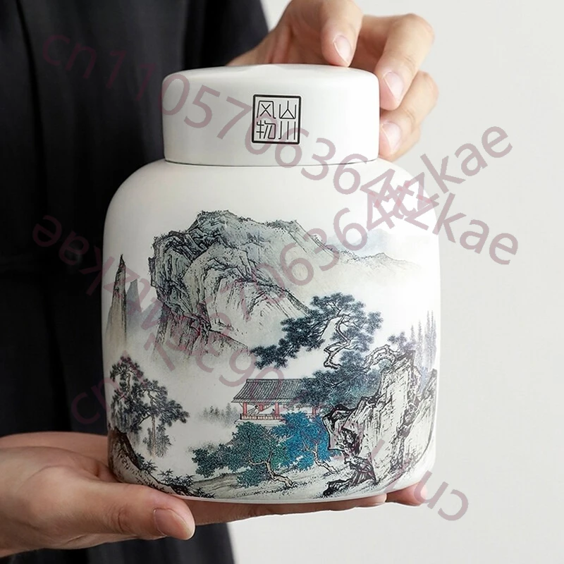 

Chinese Landscape Tea Pot with Lid Sealed Tea Pot Storage Pot Table Decor