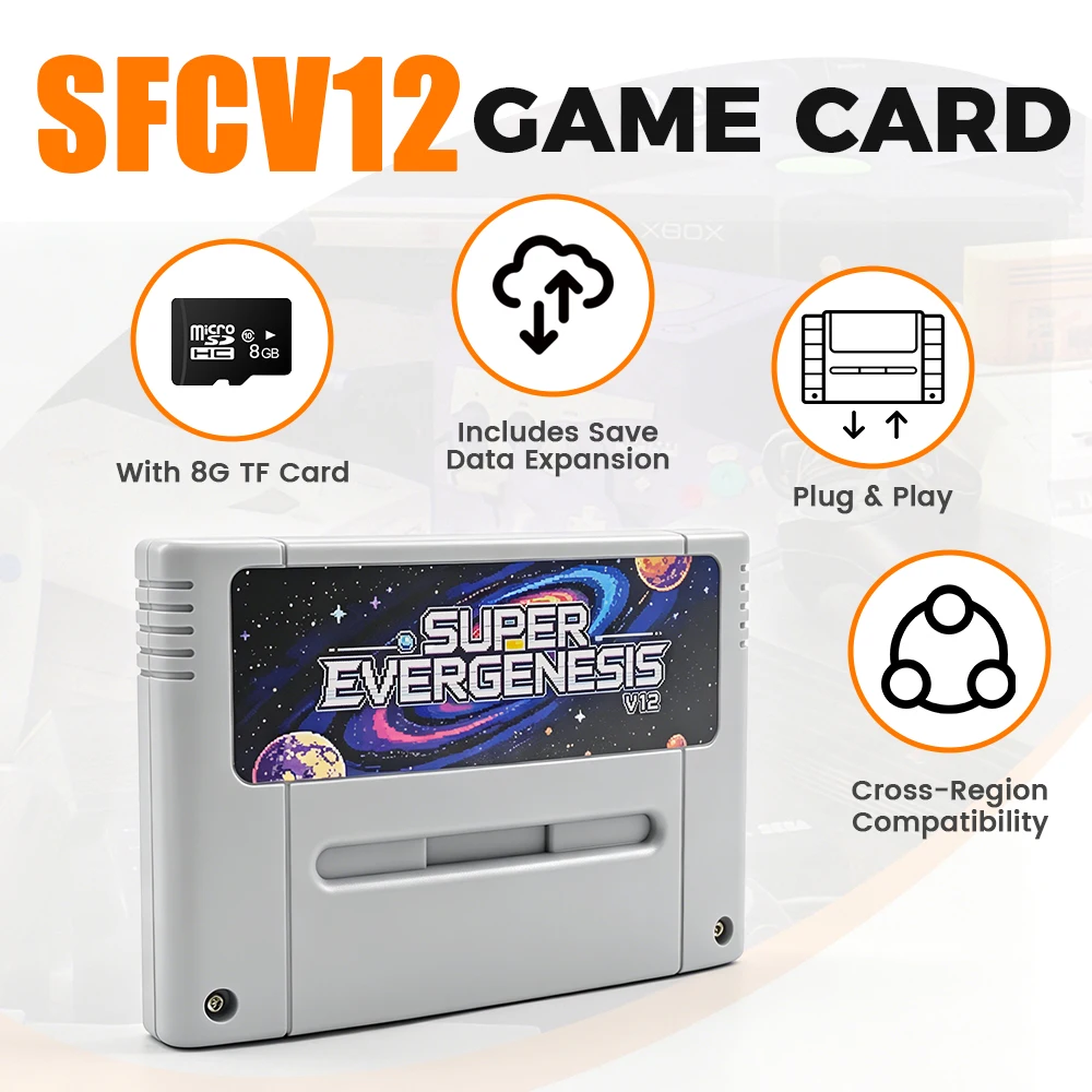 Karta z grami 3000 w 1 na kasetce SFC z kartą TF 8GB, retro karta z grami na Super Famicom SNES SFC, klasyczna konsola wideo, akcesoria do gier. — zdjęcie produktu 3