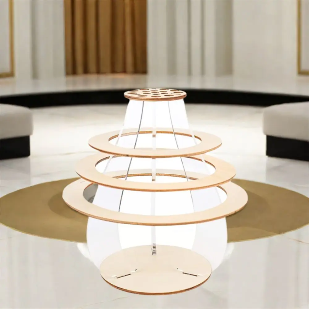 

Sturdy Natural Wooden Puzzle Flower Vase Wood Craft Handmade Flower Holder Ornament Exquisite Plant Display Rack Kitchen Bedroom