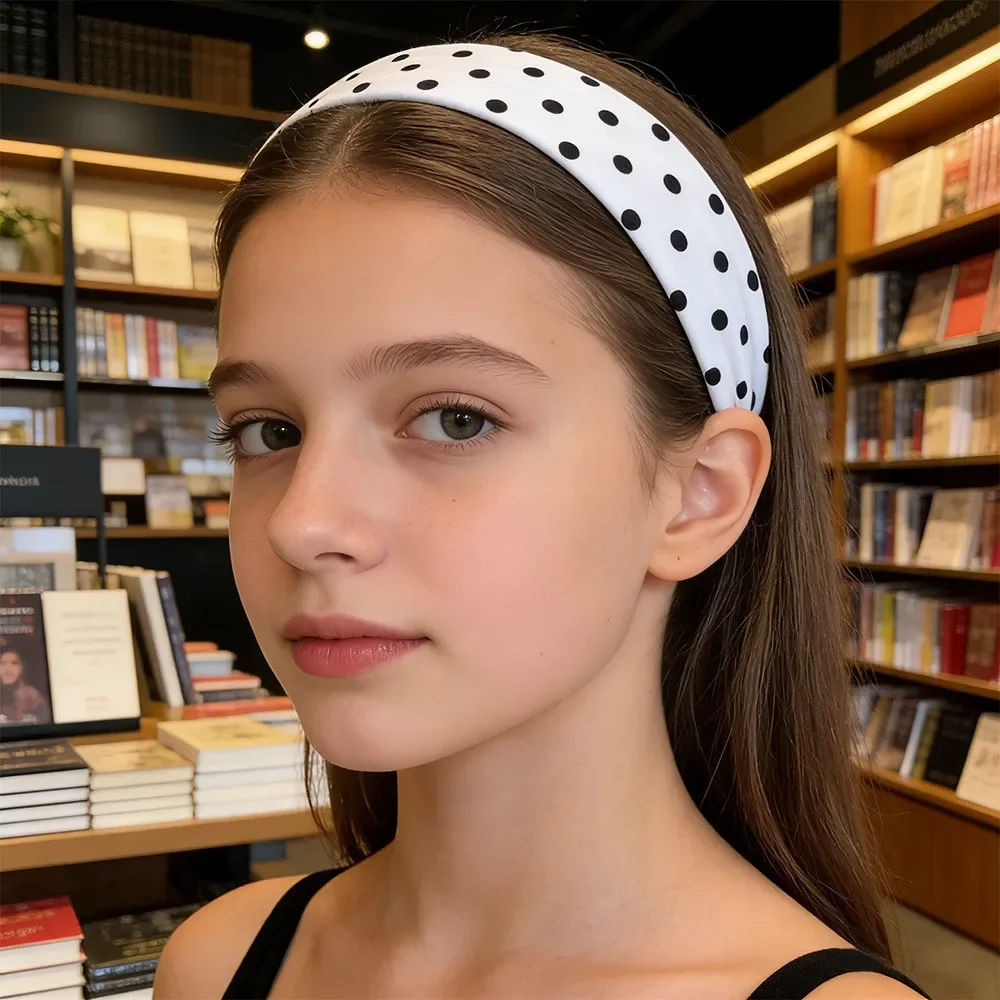 

1pcs Polka Dot Yoga Elastic Headband for Women Boho Wide Cotton Headwrap Turban Sport Hairband Sweat-absorbent Hair Accessories