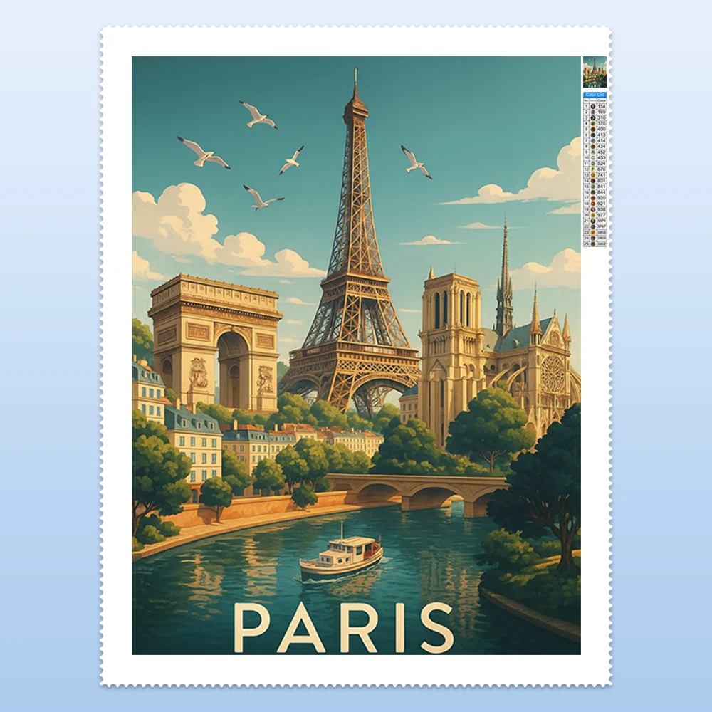 

Алмазная вышивка 5D: Эйфелева башня и Лувр (Парижские достопримечательности) – Картина для декора стен дома, сделай сам