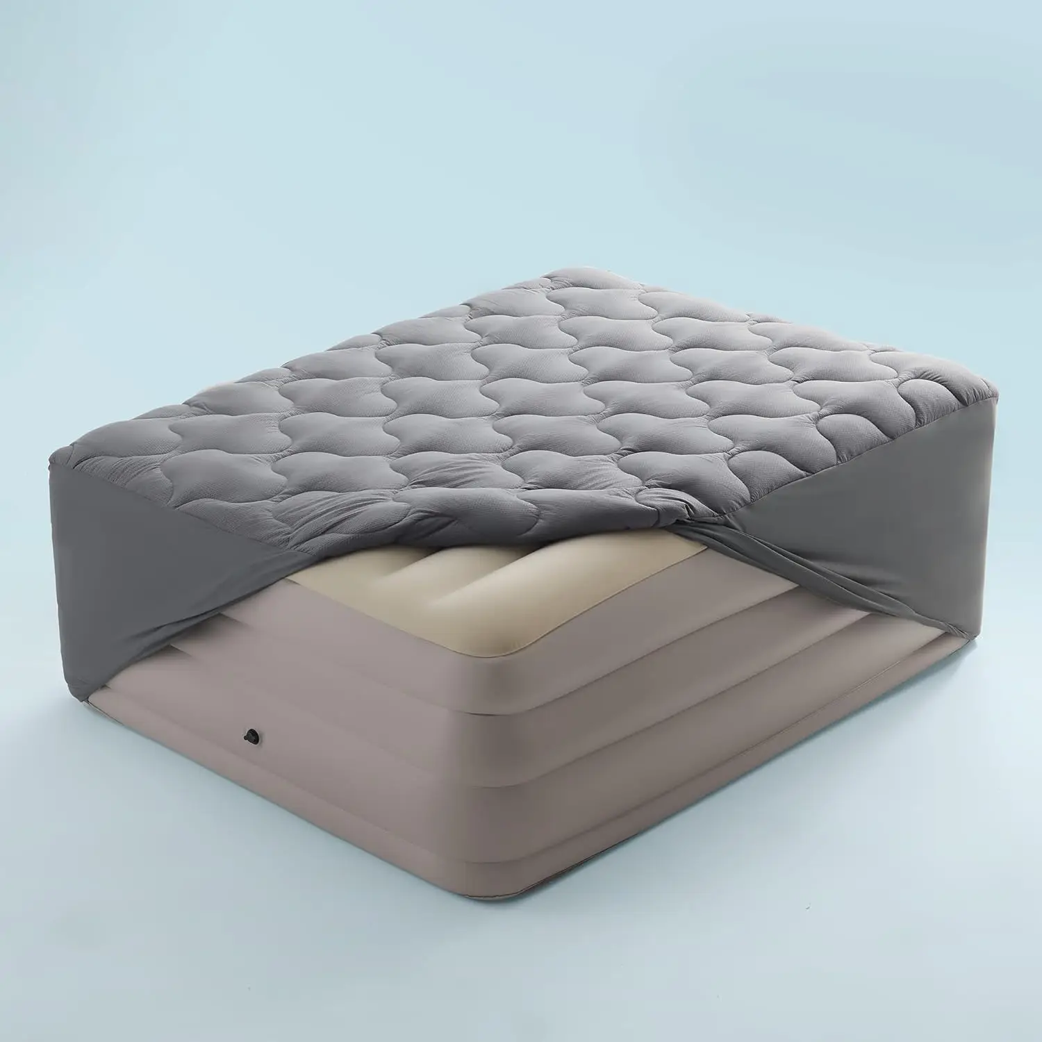 

Air Mattr Pad King, Quilted Mattr Topper Cover, Breathable And Noisel Air Bed Mattr Protector With Deep Pocket Fits Up To 25