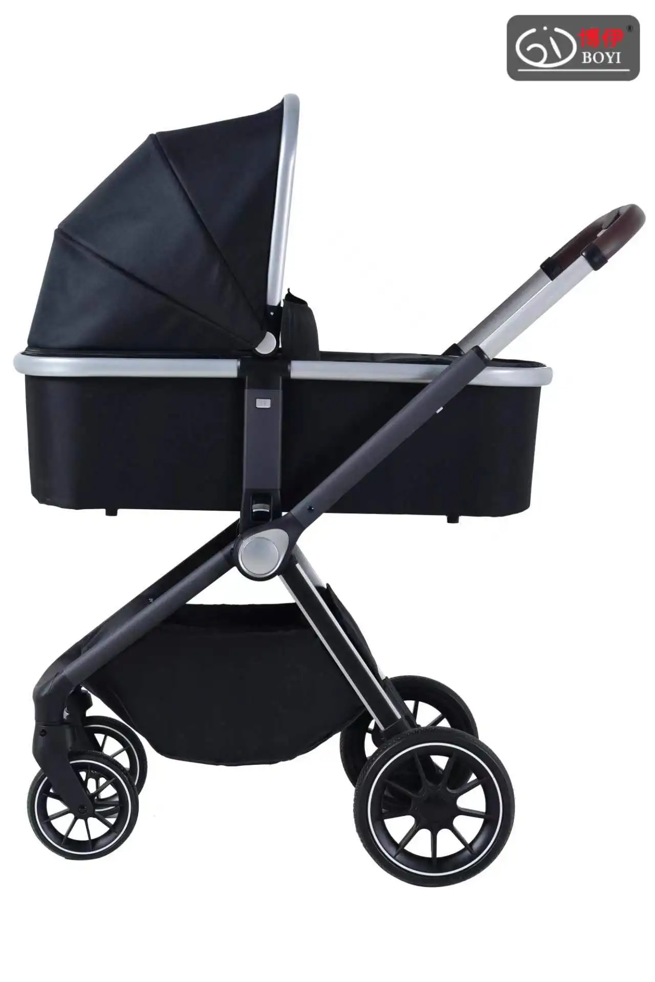 Factory black oxford canopy folding Aluminum Alloy frame EVA handle handrail wheel baby Stroller with car seat