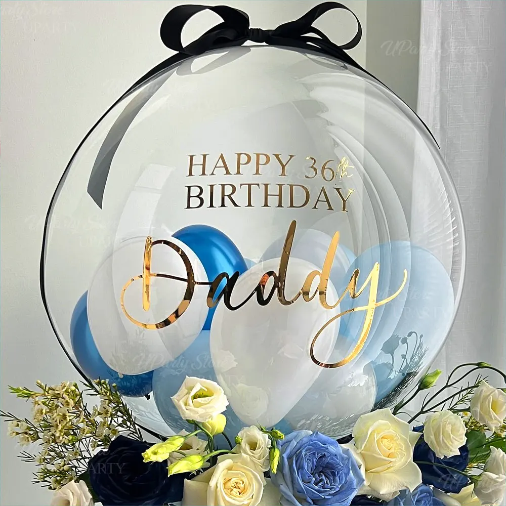Personalisierte transparente Luftballons zum Vatertag, individueller Vinyl-Aufkleber, Füllung, transparenter Ballon, Geburtstag, Hochzeit, Babyparty-Geschenk