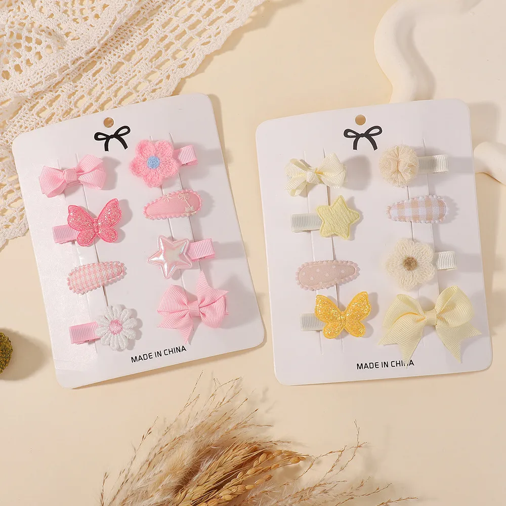 

8Pcs/Set Mini Bowknot Hair Clips for Women And Girls Cute Flower Star Hair Grips Sweet Barrette Hair Accessories Gifts Set