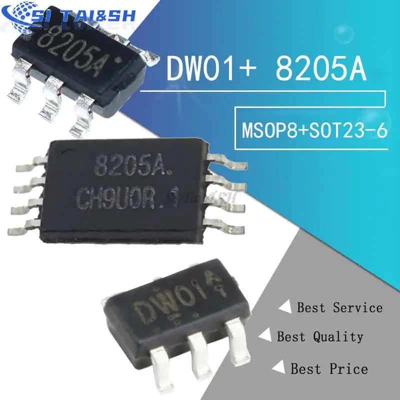 Si Tai&SH 20 قطعة DW01 + 8205A MSOP-8 (10 قطعة FS8205A + 10 قطعة DW01 ) FS8205 FS8205S 8205S SOP23-6