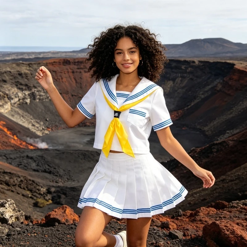 Japanese Orthodox Student Uniform Original Authentic Kansai Open Middle Coat Basic Solid Color Sailor Uniform Campus Dressing