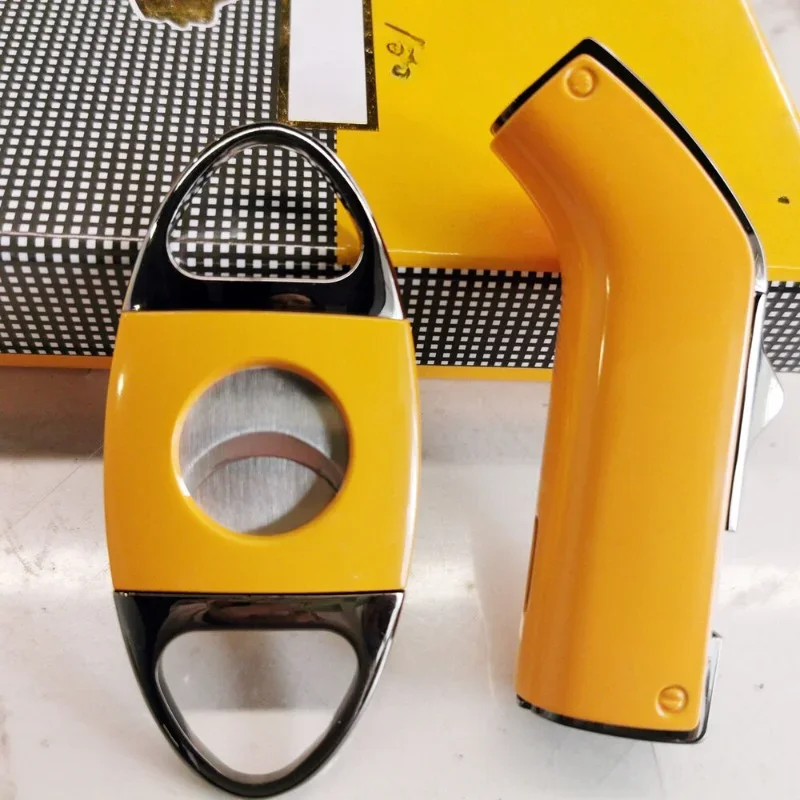 

Ветрозащитная металлическая 2-ячее синее пламенное фонарь, зажигалка, набор резаков для сигар, подарочная коробка для бутанового газа для мужчин, аксессуары для курения