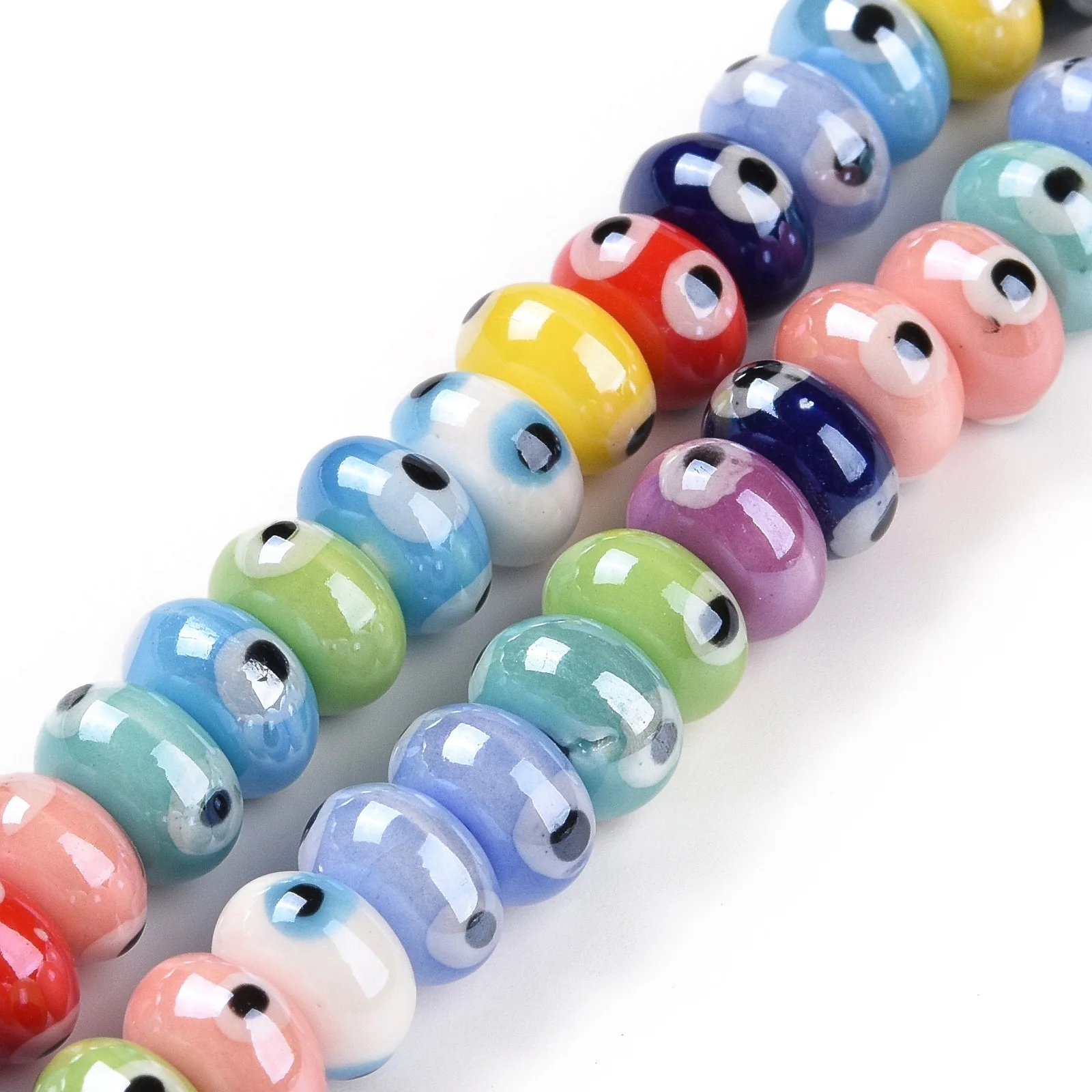 

1 Strand 8.5mm Evil Eye Ceramic Beads Handmade Procelain Spacer Abacus Beads Mixed Color For DIY Bracelet Jewelry Making Finding