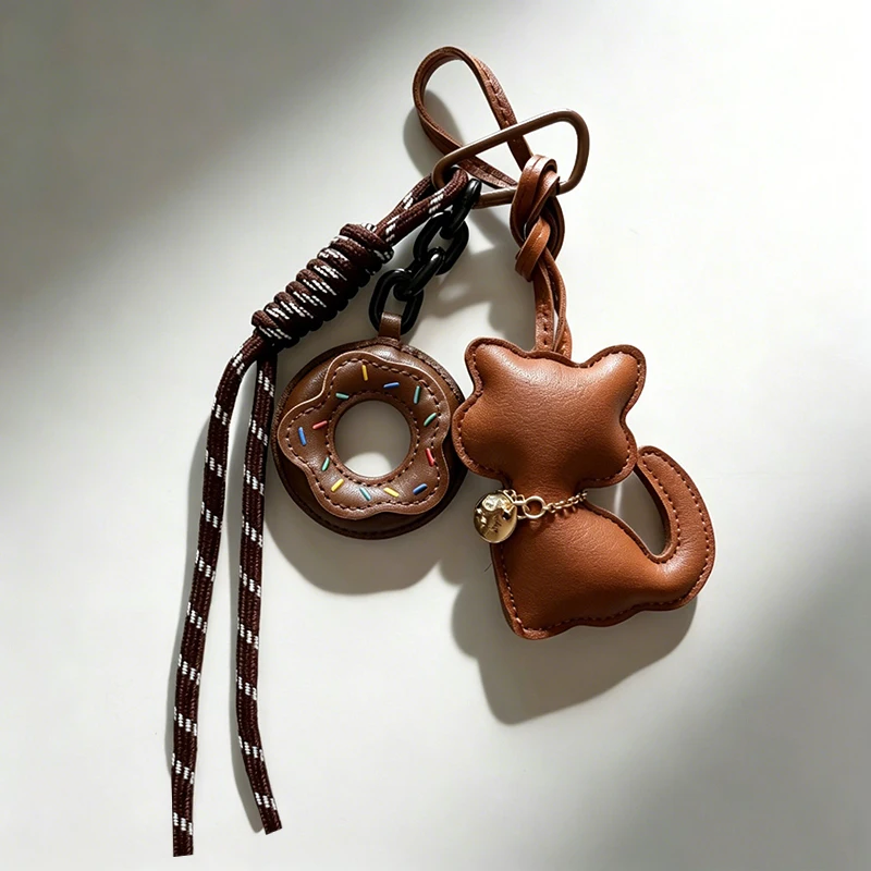 Stilvoller PU-Leder Katzen-Anhänger Schlüsselanhänger Taschenanhänger - Modisches & Spaßiges Accessoire für Taschen – Detail 5