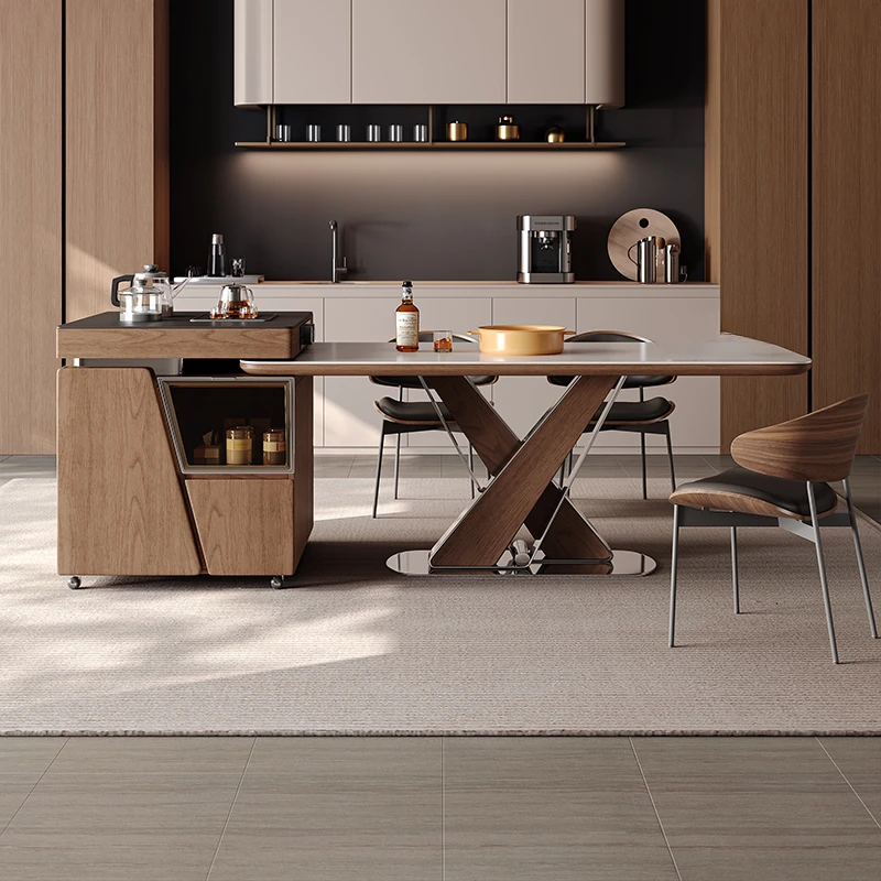

Compact Wood Island Dining Table Integrated Modern Simple Kitchen Multifunctional Island Table Regale Muebles Unique Furniture