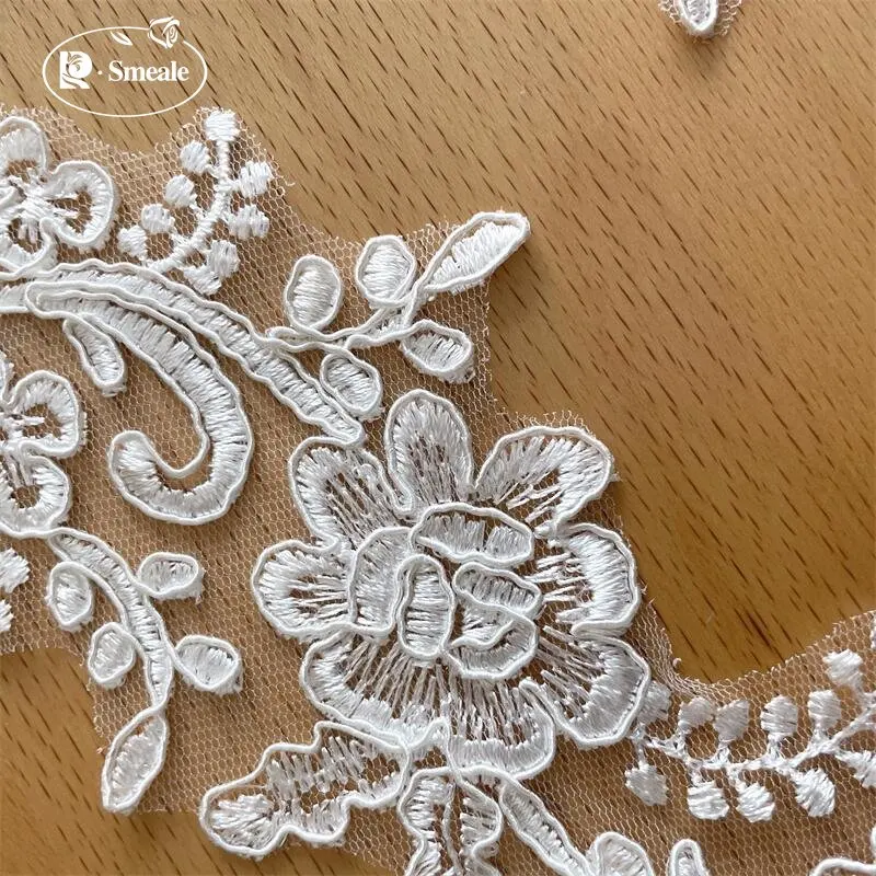 Border Lace Flowers DIY Hair Accessories, Bridal Gown, Wedding Shoes, Head Ornaments, Applique Patches, RS4013, 10Pcs