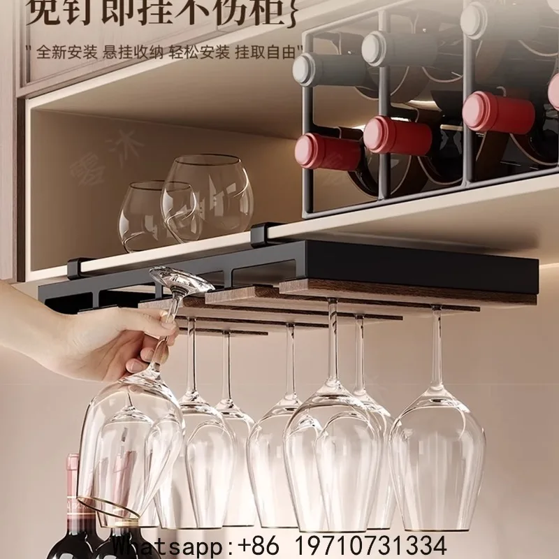 Walnut red wine glass holder, no punching, upside down goblet, antique household storage rack