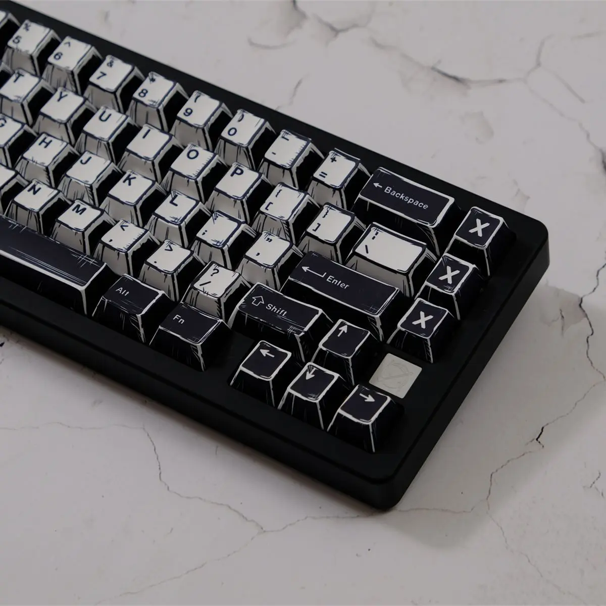 コミックブラックホワイトキーキャップチェリー PBT キーキャップ F75 K500 メカニカルキーボードゲーミング MX スイッチキーボードクラシックカスタムキーキャップ
