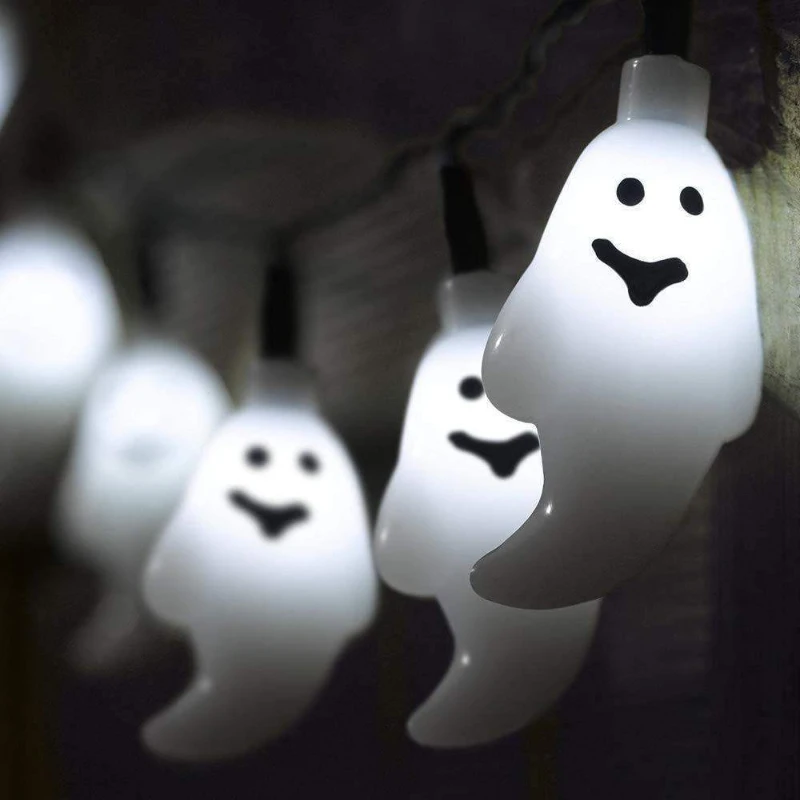 

Halloween LED Ghost String Lights Decorative Colorful Lights Battery Remote Control Christmas Festival Solar Decorations Lights